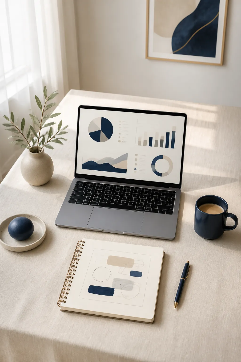 A strategist's workspace prepared for an AI visibility audit briefing